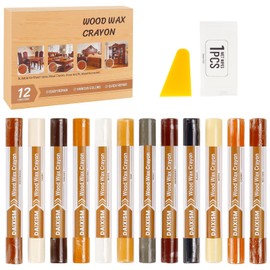 12 Colors Wood Filler Sticks,Wood Repair Wax Crayons Furniture Touch Up Kit,Repair Pen for Hardwood Floors Cabinets Tables Doors Laminate,Restore Scratches Cracks Nail Holes and Surface Damages