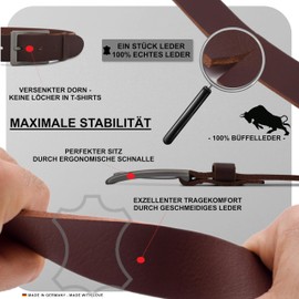 FRIEDRICH HOFFMANN Men's Belt Black - Leather Belt Men - 100% Leather - Suit Belt Business Belt Jeans - 3.5 cm - Made in Germany, brown