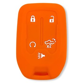 RECON Fits 19-21 GMC Sierra 1500, 2500, 3500 & 19-21 Chevy Silverado 1500, 2500, 3500 100% Silicone Rubber Rugged Key Fob Protection Cover Premium Quality 5 Button (Orange)
