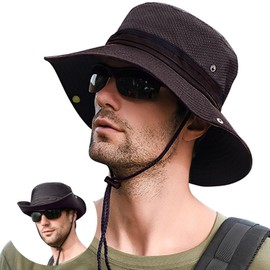 Lavento Men's Safari Hat, Wide Brim Hat, Supervised by Hat Advisor, UPF 50+ Measured, Sun Protection Hat, UV Protection, Mesh Breathable Structure, Foldable, Includes Chin Strap, UV Protection, Water