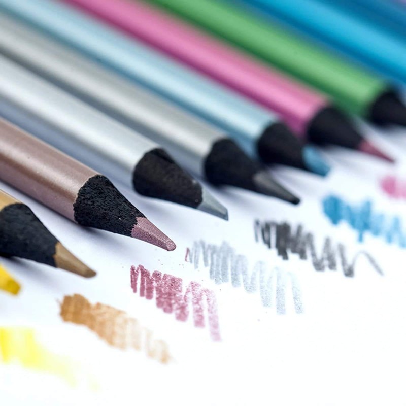 Metallic Colouring Pencils Drawing Pen 12 Colors