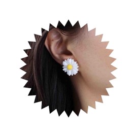 Aneneiceera Boho Daisy Flower Stud Earrings Resin Flower Earrings White Acrylic Daisy Earrings Retro Sun Flower Earrings Jewelry for Women and Girls