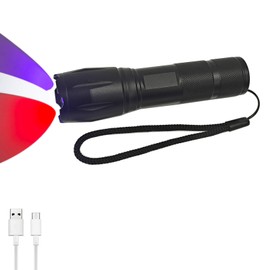 3 in 1 LED Rechargeable Flashlight, LED Small Flashlight with Memory Function, Super Bright Zoomable Red Lens Light 395 NM Black Lights Flashlights with USB C Charging for Camping Hiking Home