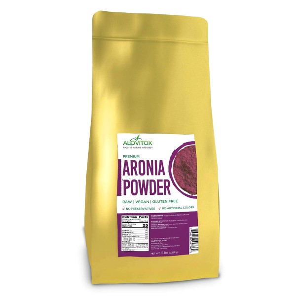 Aronia Juice Powder | Antioxidant Dense Superfood Naturally Containing Dietary Fiber, Vitamins A, K, C, and E, Calcium and Iron | RAW, Non-GMO, Gluten Free, Water Soluble RAW Aronia Juice Powder