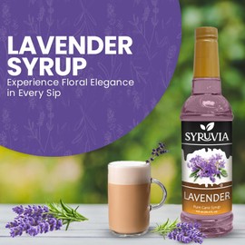 Lavender Syrup by Syruvia 6-Pack, 25.4 fl oz, Wholesale Coffee Syrup Shops, Cafes, Baristas, Bistros, & Beverage Bars, Bulk Kosher & Gluten-Free
