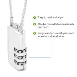 MEIRIYFA Combination Lock 3 Digit Code Password Padlock Outdoor Waterproof Wire Lock for School Gym Lockers Gate Luggage Backpacks Bicycle Basket (Pack of 3)