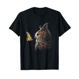 Owl With Butterfly Owl Lover Night Owl Bird T-Shirt