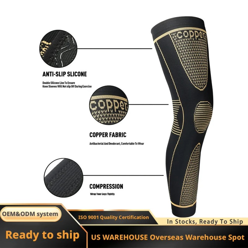 Custom Factory Long Full Copper High Quality Knee Brace Nylon