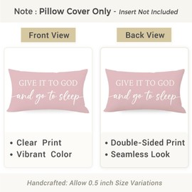 HERHOME Dusty Rose Pink Throw Pillow Covers 12x20 Inch Set of 2 – Christian Gifts for Mom or Daughter – Relax God’s Got This/Give It to God and Go to Sleep – Bedroom Faith Decor