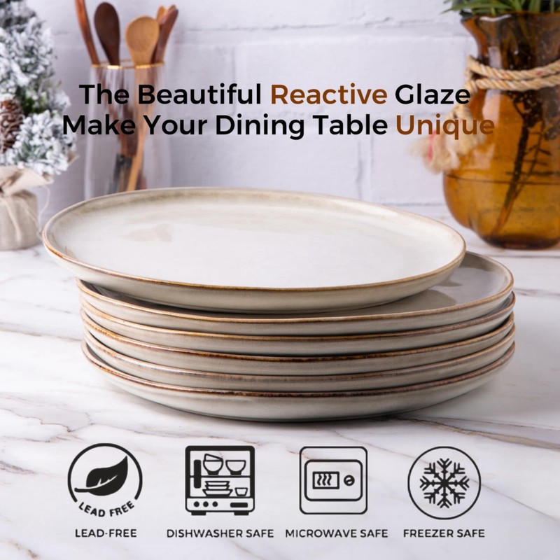 AmorArc Ceramic Plates Set of 6, 8.5 Inch Handmade Reactive