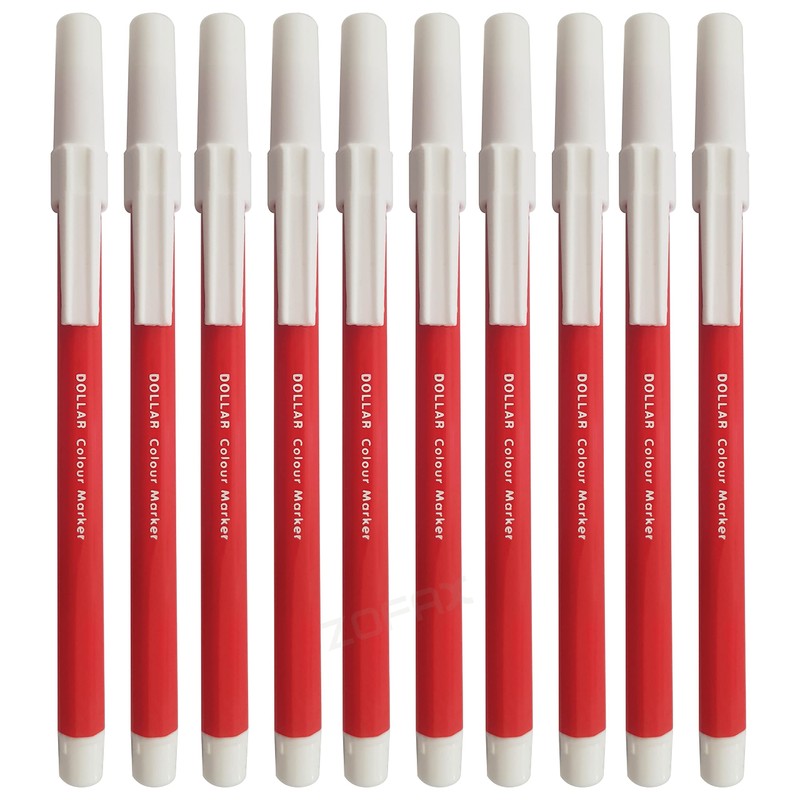 Felt Tip Pens, RED, Fibre Fine Point, Pack of 10,