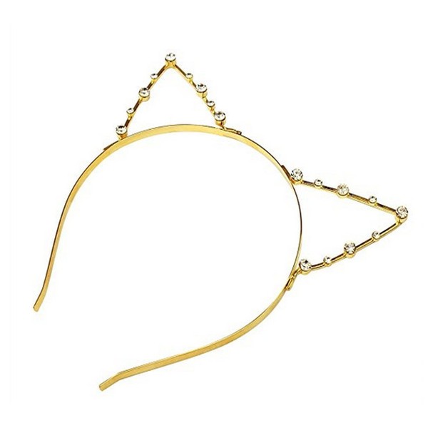Sweet Fashion Crystal Rhinestone Gold Metal with Headwear Hair Wrap Cat Ear Hairband Hair Accessories for Women and Girls