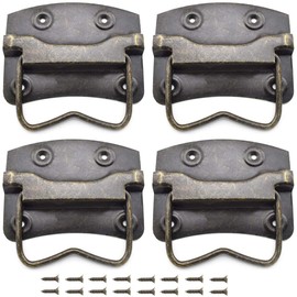 SDTC Tech 4 Pack Antique Bronze Wooden Box Puller Handles Side Panel Mounted for Suitcase Toolbox Cabinet Jewelry Box (74 x 62 x 76mm)