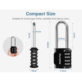 Puroma 10 Pack 2.6 Inch Long Shackle Combination Lock 4 Digit Outdoor Waterproof Padlock for School Gym Locker, Sports Locker, Fence, Gate, Toolbox, Case, Hasp Storage (Black)
