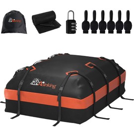 Asinking Car Roof Bag Rooftop top Cargo Carrier Bag 15 Cubic feet Waterproof for All Cars with/Without Rack, Includes Anti-Slip Mat, 10 Reinforced Straps, 6 Door Hooks, Luggage Lock
