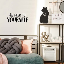 Aurabeam Vinyl Wall Art Decal - Be Nicer to Youself - 9.5" x 22" - Modern Motivational Positive Self Care Quote Sticker for Bedroom Mirror Closet Home Office Decor