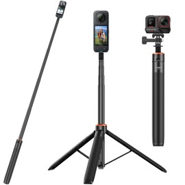 53.5" Extendable Selfie-Stick with Integrated Tripod Stand for Insta 360 X4/X3/ONE X2/ONE X/ONE RS (1-Inch 360 excluded)/Ace/Ace Pro/Ace Pro 2 Cameras