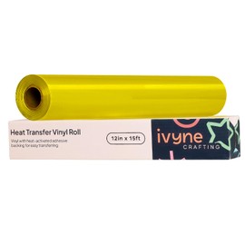 iVyne, Rollo de vinilo de transferencia de calor HTV, hojas de vinilo para planchar para Cricut, vinilo de prensa de calor para camisetas, gorras y proyectos de manualidades, rollo de vinilo blanco