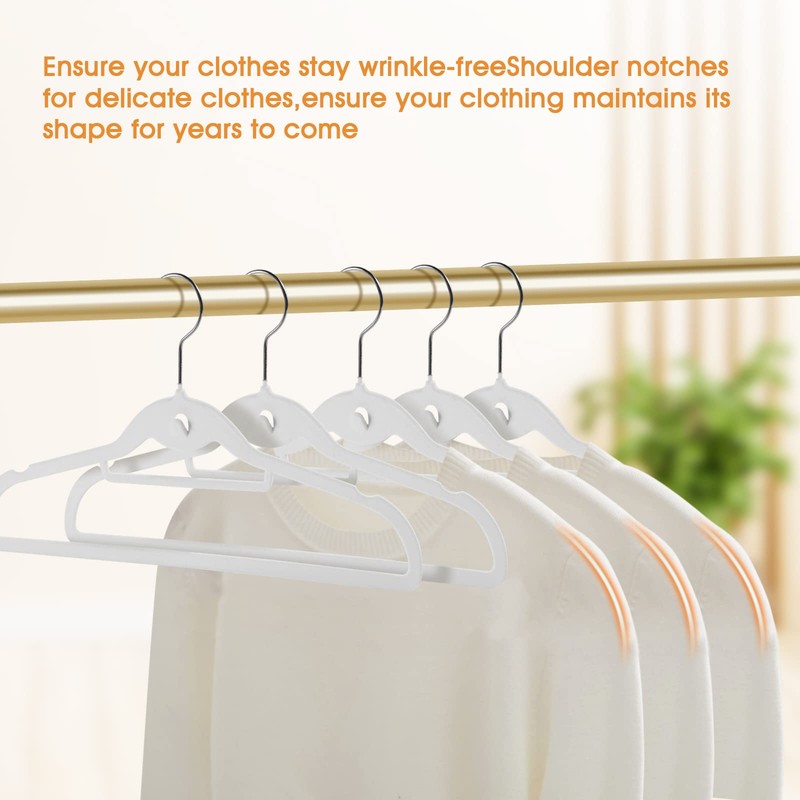 20 Pack Velvet Slim Non-Slip White Hangers - Space Saving