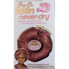 Stay On Satin Never Dry Extra Large Satin Edge Bonnet for Sleep (Beige)