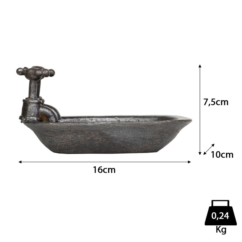 Moritz Soap Dish as Washbasin Made of Polyresin in Dark
