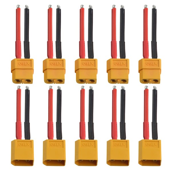 XINGYHENG 10Pcs XT60 Connector Wire Male and Female Plug Connectors with 10cm 14AWG Silicone Wire for RC Airplane Boat Lipo Battery