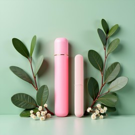 Dwuww Pink Portable Toothbrush Box With Lid Protective Holder Cover Storage For Case For Outdoor Traveling Camping Dust Proof Toothbrush Box With Lid Toothbrushes and Accessories 21.9cm long