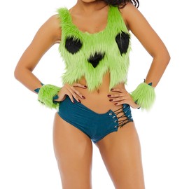 Forplay Women's My Bedrock Baby Cartoon Character Costume Adult Costume, green, M/L