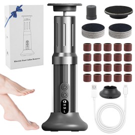 ANGNYA Electric Callus Remover for Feet with 3 Adjustable Speeds, Rechargeable Stand and Replacement Sandpaper Disks, Electric Foot Callus Remover Foot File for Feet Pedicure Tool for Dead Skin (Grey)