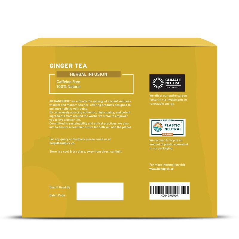 HANDPICK, Ginger Tea Bags (100 Count) Non-GMO,Pure Ingredients - Soothing
