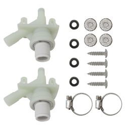 2pcs RV & Camper Toilet Water Valve Kit with Stainless Steel Filters - Fit for Sealand/Dometic/Traveler/Vacuflush Toilets
