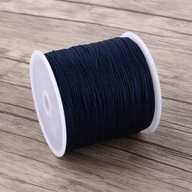 Pulsera de nailon de 100 m x 0,8 mm, con nudo chino, cordón de satén, cuerda trenzada de macramé, hilo de Shamballa para abalorio chinas, azul marino