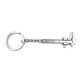 H-Customs Tool Vernier Calliper Fine Caliper Silver Keyring Pendant, silver