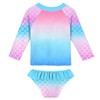 UNIFACO Girls' Two-Piece Swimsuits Pink Blue Mermaid Long Sleeve Bathing