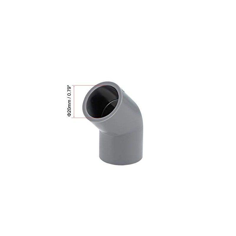 sourcing map PVC Pipe Fitting 45 Degree Elbow Gray 20mm
