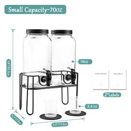 VEGEVIGI 70OZ Laundry Detergent Dispenser with Stand, Liquid Laundry Soap Dispenser Set, Fabric Softener Dispenser for Laundry Room, 2 Pack