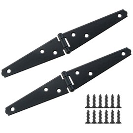 Heyous 2PCS 4 Inch Black Metal Heavy Duty Door Hinge with Mounting Screws for Wooden Fences Barn Gate Cupboards Wardrobes Chests