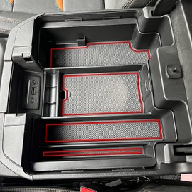 TACOBRO Center Console Organizer Compatible with 2020-2023 Silverado/Sierra 2500/3500HD/ 2019-2022 Chevy Silverado 1500 / GMC Sierra 1500 Accessories - Full-Coverage Insert Tray, ABS material,Red