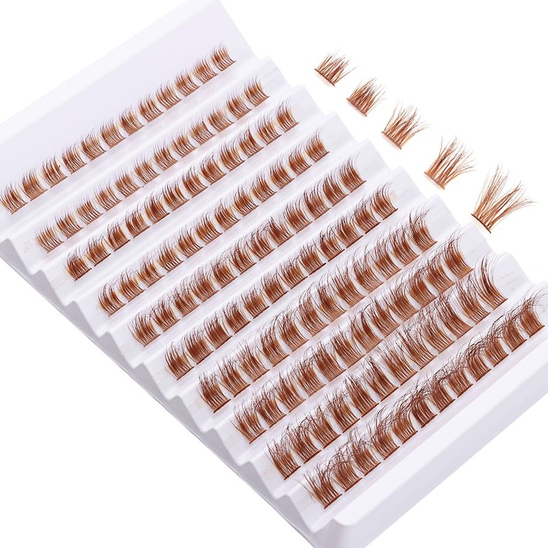 outopen Brown Lashes Clusters 140Pcs Natural Look False Eyelashes Extensions