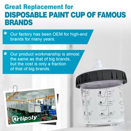 Disposable Paint Sprayer Mixing Cup for Automotive Paint Gun,Compatible with Original 1.0 System(not 2.0)-50pcs 20 Ounce Kit-50 Cup Liners,50 Lids with Strainer,1 Hard Cup with Retainer Ring,20 Plugs