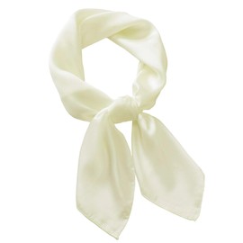 CHUNG Women's Satin Head Scarf Emulation Silk Handbag Hair Ribbons Bandanas Scarves SolidSquare-CreamWhite