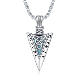 ZPMMPZ Viking Arrowhead Necklaces 925 Sterling Silver Celtic Knot Arrow Necklace Spear Point Arrow Viking Jewelry Gifts for Women Men