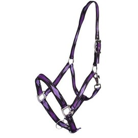 Adjustable 3-Ply Embroidered Diamond Print Nylon Halter (Purple)