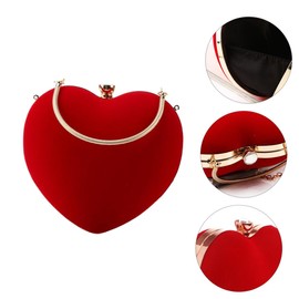 BESPORTBLE Handmade Heart Shape Evening Clutch Bag for Women Stylish Red Purse for Cocktail Parties and Banquets Durable and Elegant Design Portable Evening Handbag Without Chain