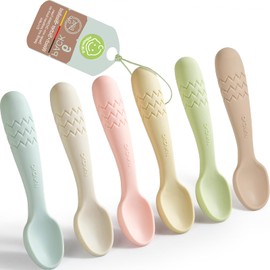OKONK Baby Learning Spoons, Set of 6, Flexible Baby Spoons, Learning Spoons, Baby BPA-Free Accessories, Children's Cutlery for Infants, Children, Toddlers from 4 Months (6-B)
