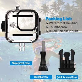 Carcasa impermeable para GoPro Hero11Black Mini, carcasa protectora de buceo de 15 pies/45 m para Hero 11, mini cámara de acción negra, carcasa de buceo subacuática con soporte y tornillo de pulgar