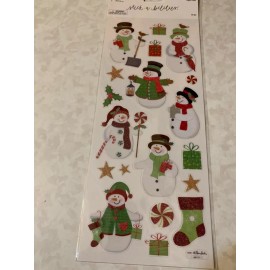 STICKABILITIES THE PAPER STUDIO STICKERS CHRISTMAS SNOWMEN SNOWMAN 19 PCS