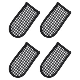 uxcell 4Pcs Pan Handle Sleeve, Pot Handle Covers Heat Resistant Iron Skillet Handle Covers for Kitchen Baking Cooking Supplies, Black White 3.1 in x 5.9 in