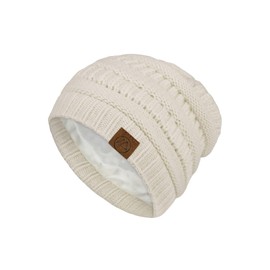 Century Star Satin Lined Beanie Hats for Womens Men Knit Thick Warm Skull Hat Unisex Slouchy Winter Cap Beige One Size