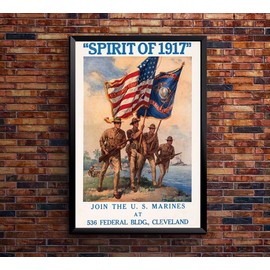 Spirit of 1917 - US Marines - WW1 - War Poster-12 x 18 Inches